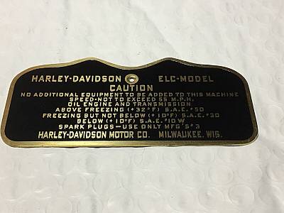 Harley Canadian ELC Military Data Plate Tank Nomenclature Tag WWII 194243