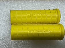 Harley 56203-54 Panhead Hummer Waffle Grips Open End Yellow w/ Logo 1954-61