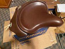 Harley 1939 Knucklehead UL WL Seat Saddle W/ Leather Skirt No Hole Pan Conchos