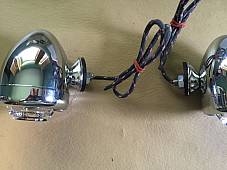 Harley Guide DH-49 Bullet Lamps Fish Eye 68552-58A W/ Clear Lenses & Bracket