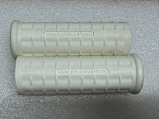 Harley 56210-47 Panhead Hummer Waffle Grips Closed End White w/ Logo 1948-53