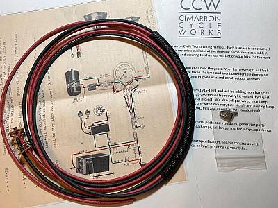 Harley 19391947 Tail Lamp Light Wiring Harness Wire Kit Solid Colors 470439B