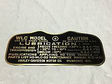 Harley Canadian WLC Military Data Plate Tank Nomenclature Tag WWII 1941-42