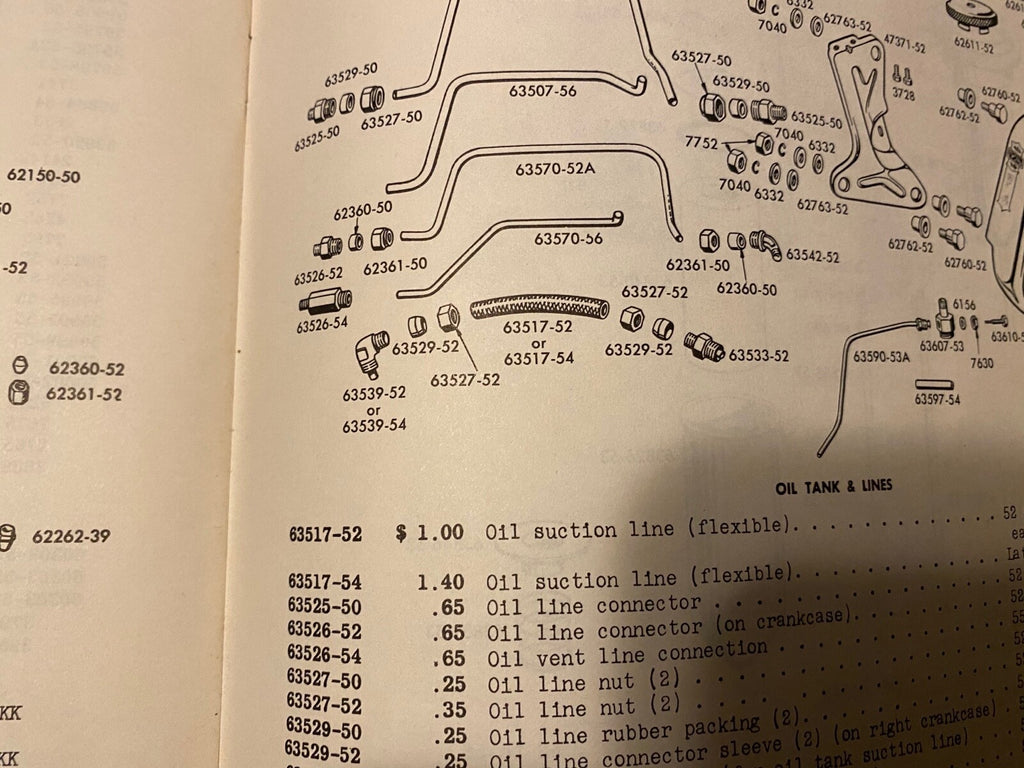 Harley 63533-52 K-Model Sportster Flexible Oil Line Fitting Kit 1952-61 USA 