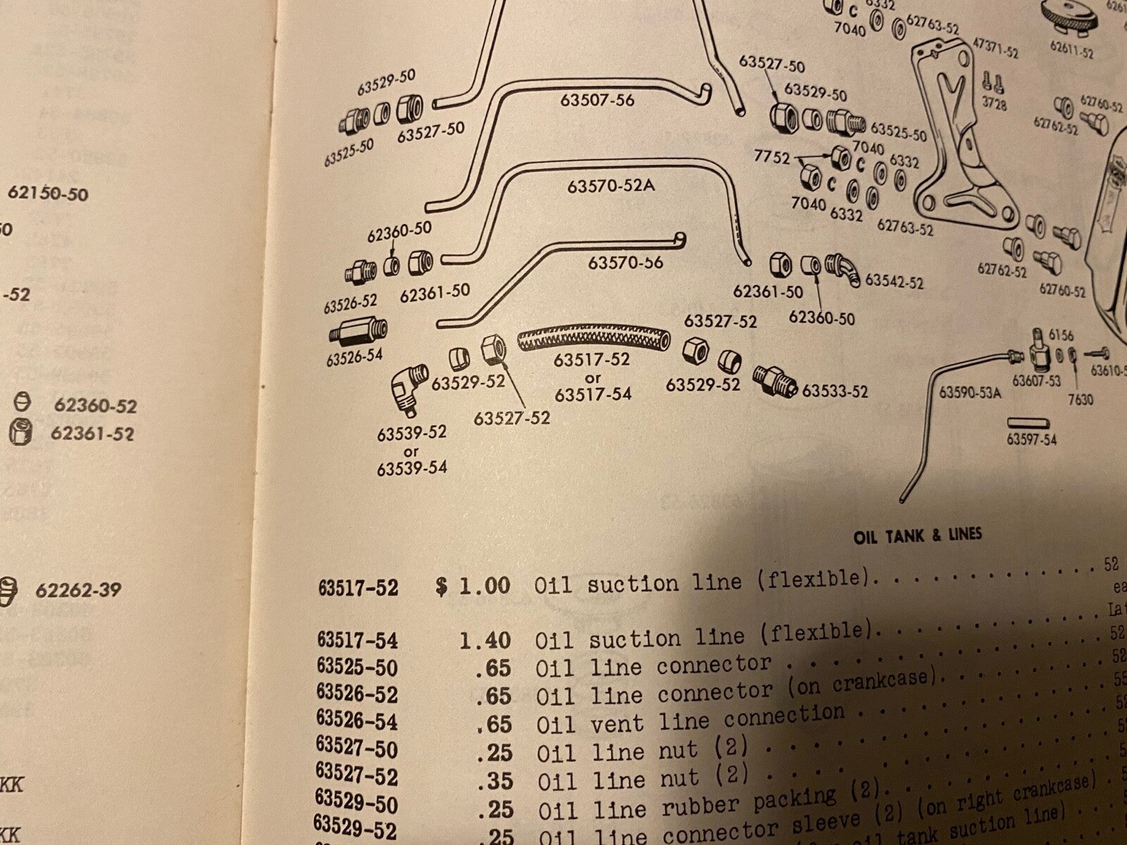 Harley 63533-52 K-Model Sportster Flexible Oil Line Fitting Kit 1952-61 USA 