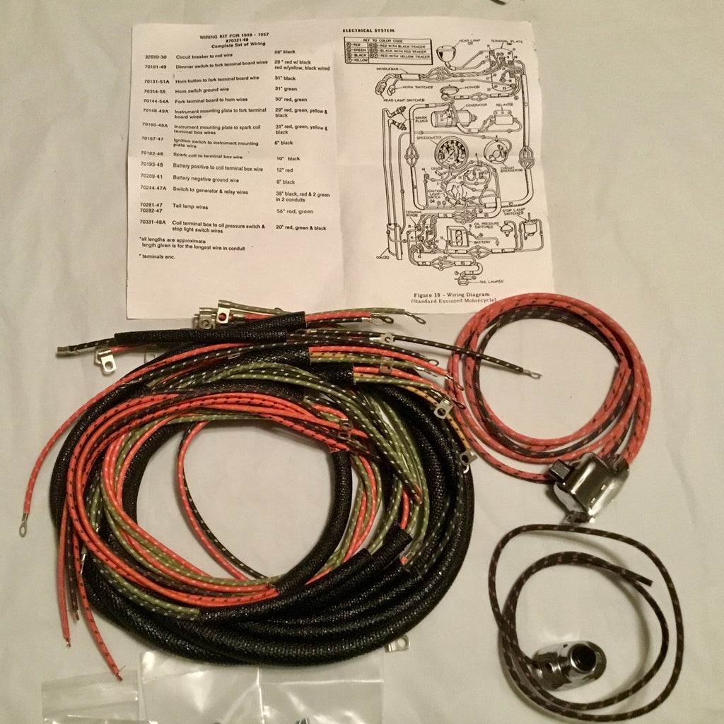 Harley 70321-48 Complete Panhead 1949-53 Wiring Harness W/ Wired Switches USA