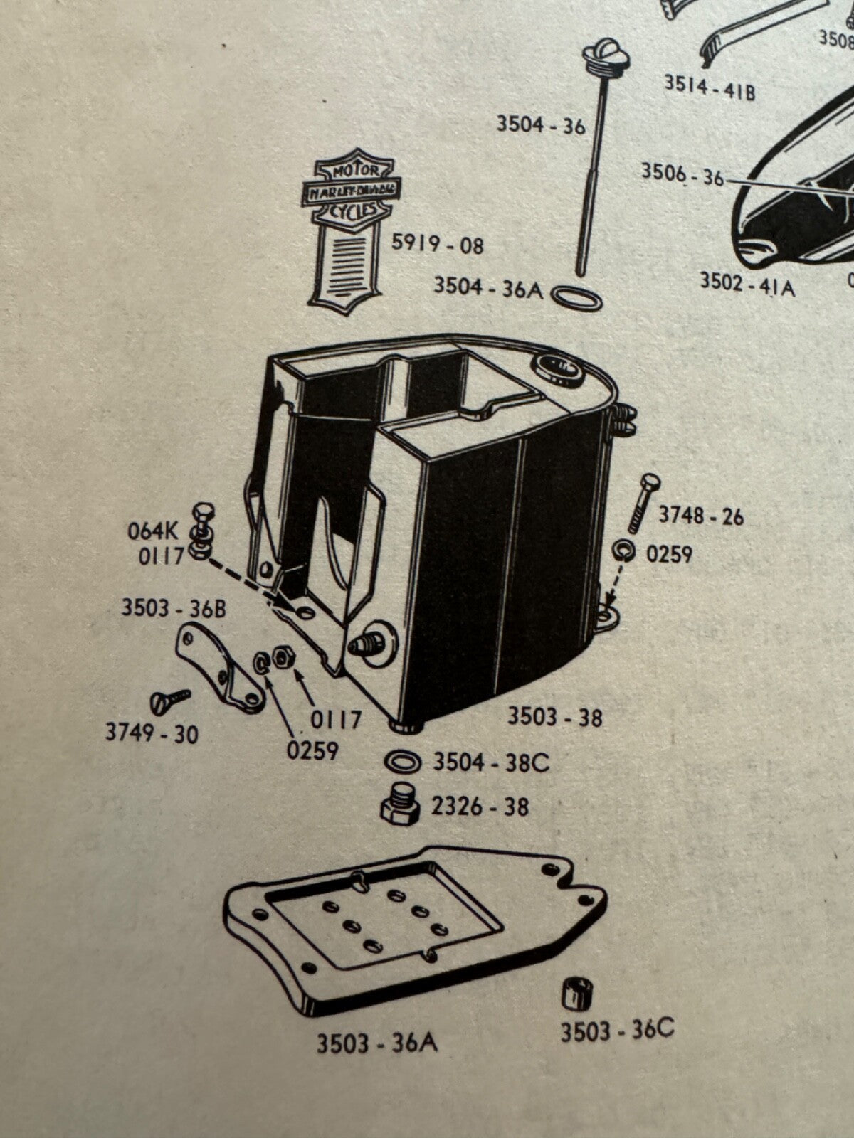 Harley Oil Tank Battery Mounting Plate Tray Kit Panhead 48-57 w/ CP-1038 Bolts