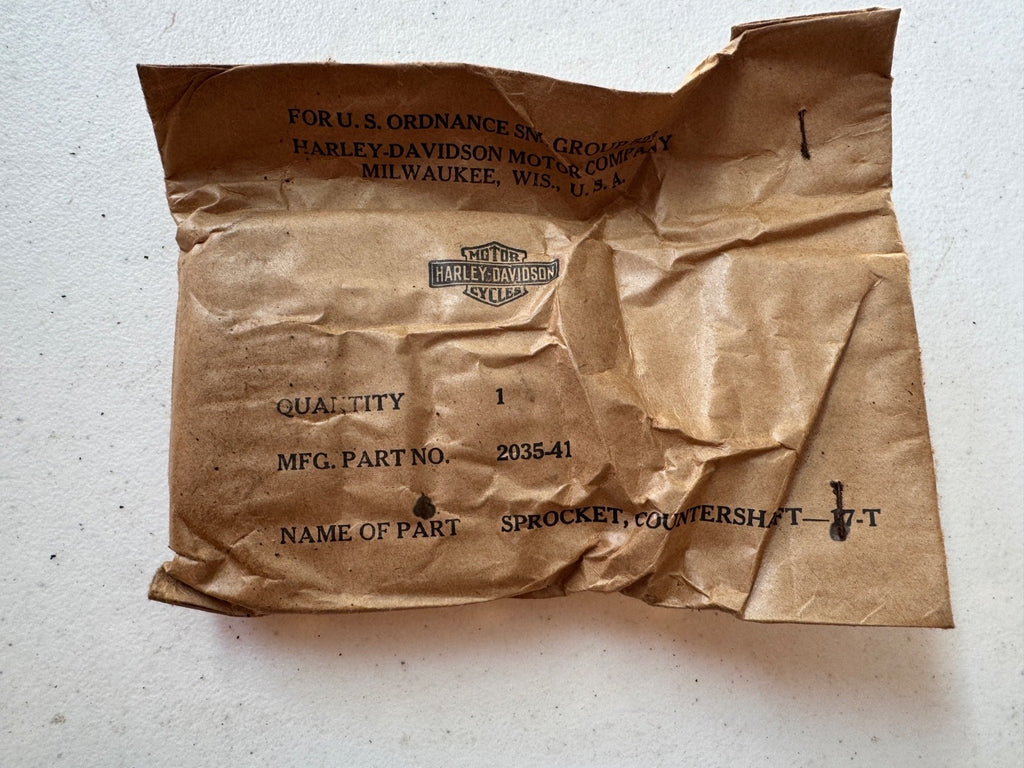 Harley NOS 2035-41 17 tooth Countershaft Sprocket 1941-52 WL WLA WLD Servicar