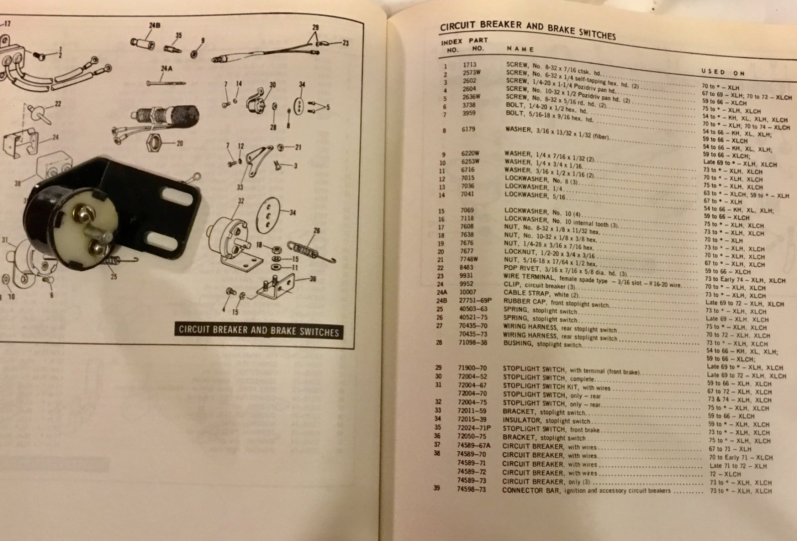 Harley NOS OEM Sportster Brake Light Switch # 72004-75 1975-78