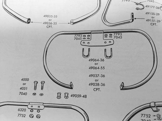 Harley Knucklehead UL Top Crash Bar Mount U Bolts OEM# 13051-36, 49064-36