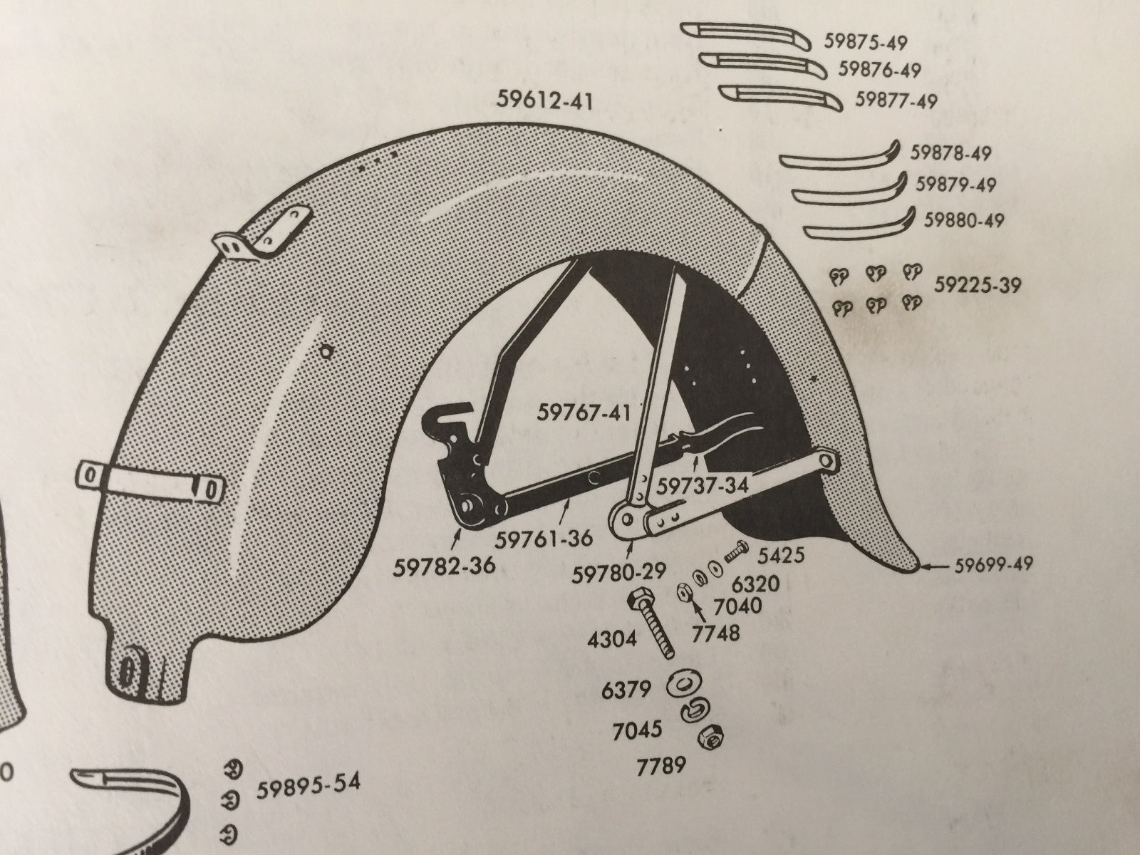 Harley CP-1038 W WL WLA WLC 45" Solo Rear Fender Mounting Hardware Kit 1948-52