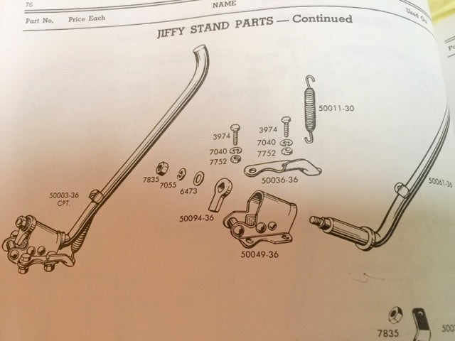 Harley CP-1038 CP1035 Knucklehead Panhead Foot Clutch Jiffy Stand Mount Kit Cad