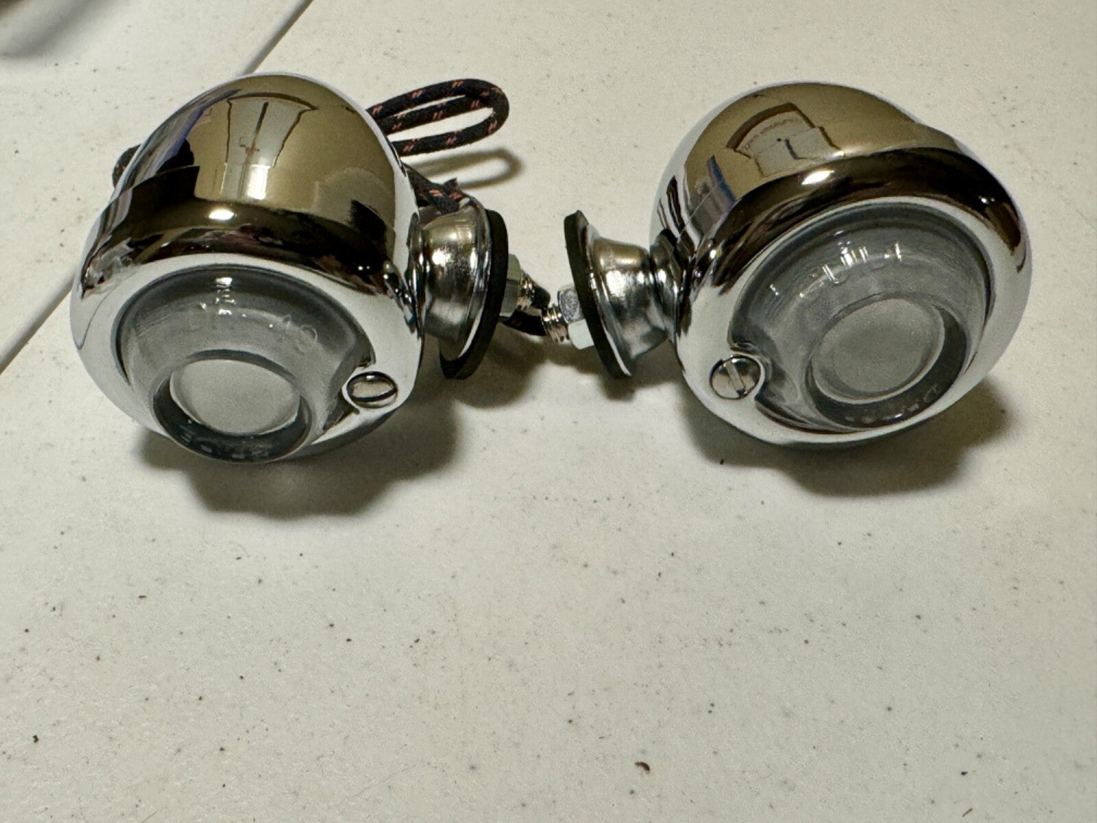 Harley Guide DH-49 Bullet Lamps Fish Eye Replaces OEM 68552-58A W Frosted Lenses