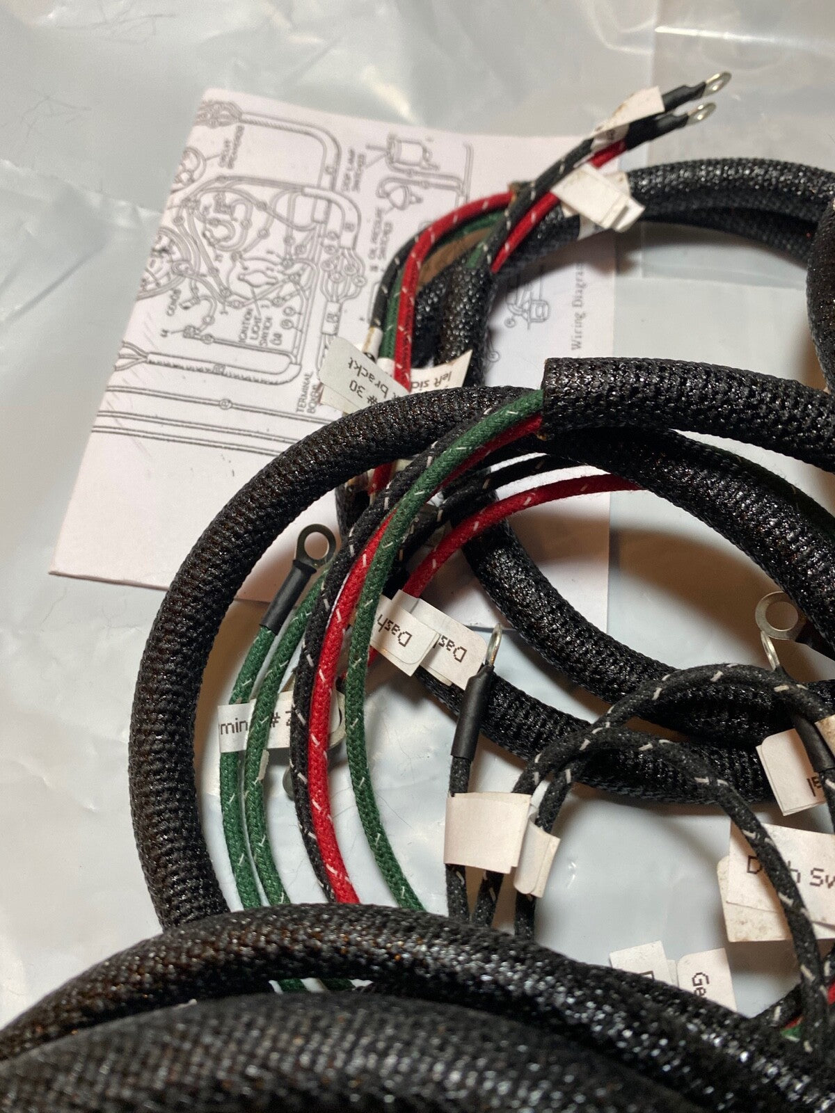 Harley 4735-47 Complete 1947 Servicar Wiring Harness Kit W/ Tail Lamp Wires USA