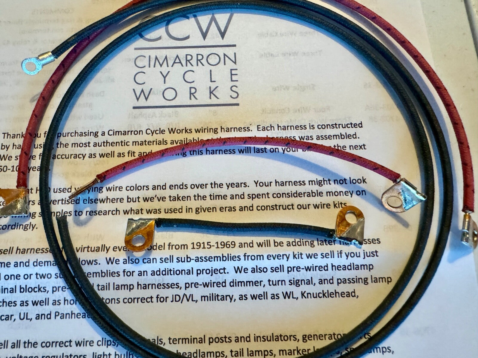 Harley UL 1941-45 Premium Wiring Harness Correct Soldered Terminals Cotton Loom