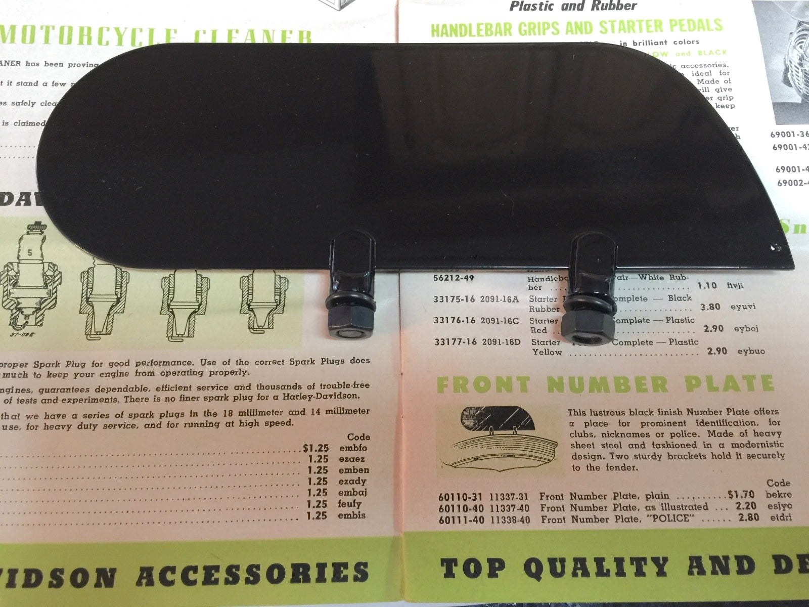 Harley 11337-40 Front Fender Plate Knucklehead Panhead Police Marker 60110-40