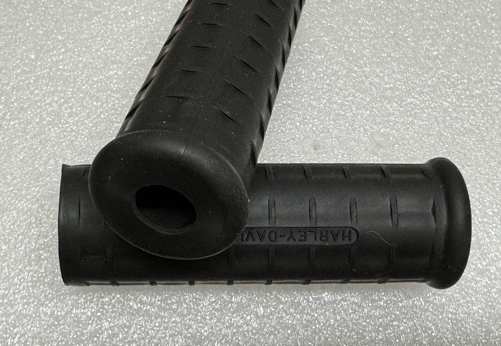 Harley 56212-53 Panhead Hummer Waffle Grips Open End Black w/ Logo 1954-61