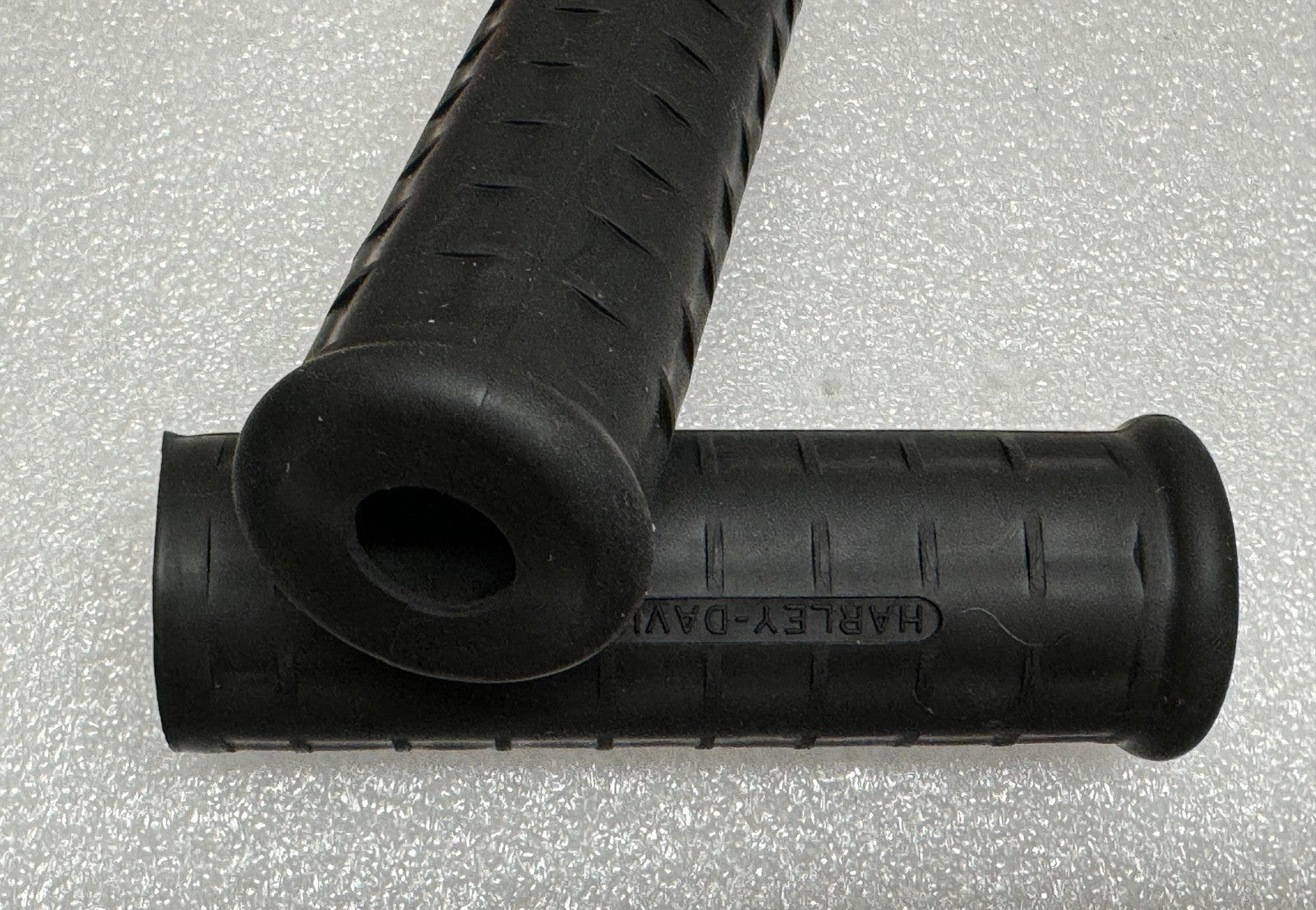 Harley 56212-53 Panhead Hummer Waffle Grips Open End Black w/ Logo 1954-61