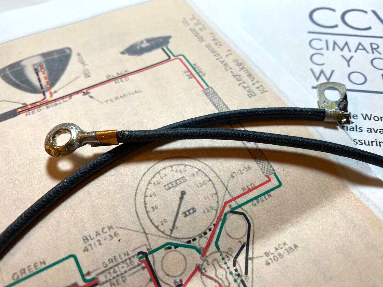 Harley 1946-47 Knucklehead UL WL Circuit Breaker Timer To Coil Wire 1613-30B