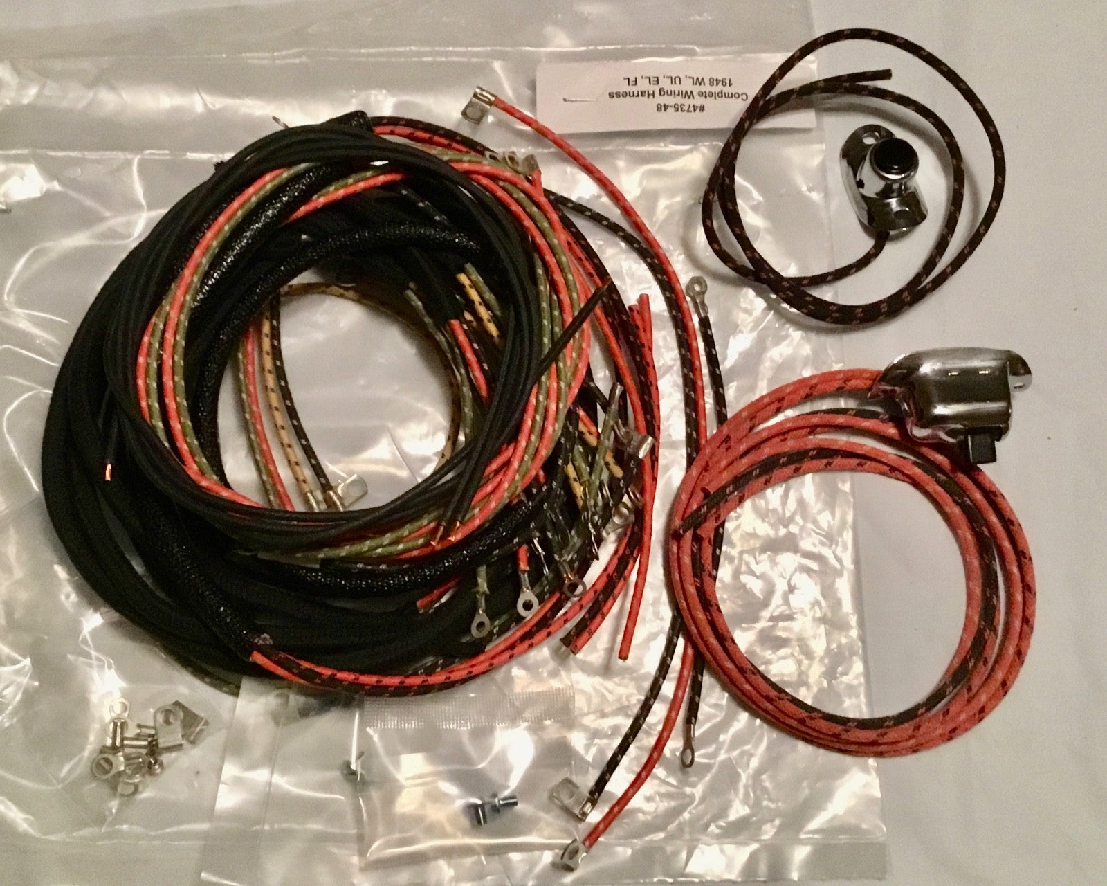 Harley Complete 1948-52 WL 45" Wiring Harness W/ Wired Switches USA