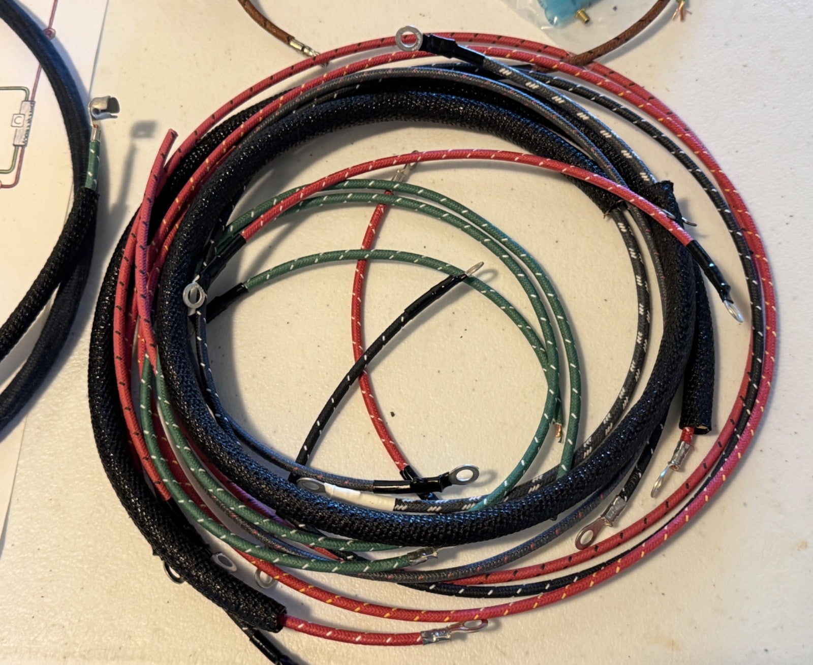 Harley 52-55 K-Model Premium Wiring Harness Cotton Woven Loom Correct  Terminals5