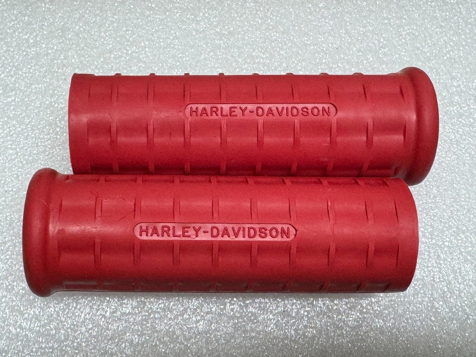 Harley 56210-47 Panhead Hummer Waffle Grips Closed End Red w/ Logo 1948-53