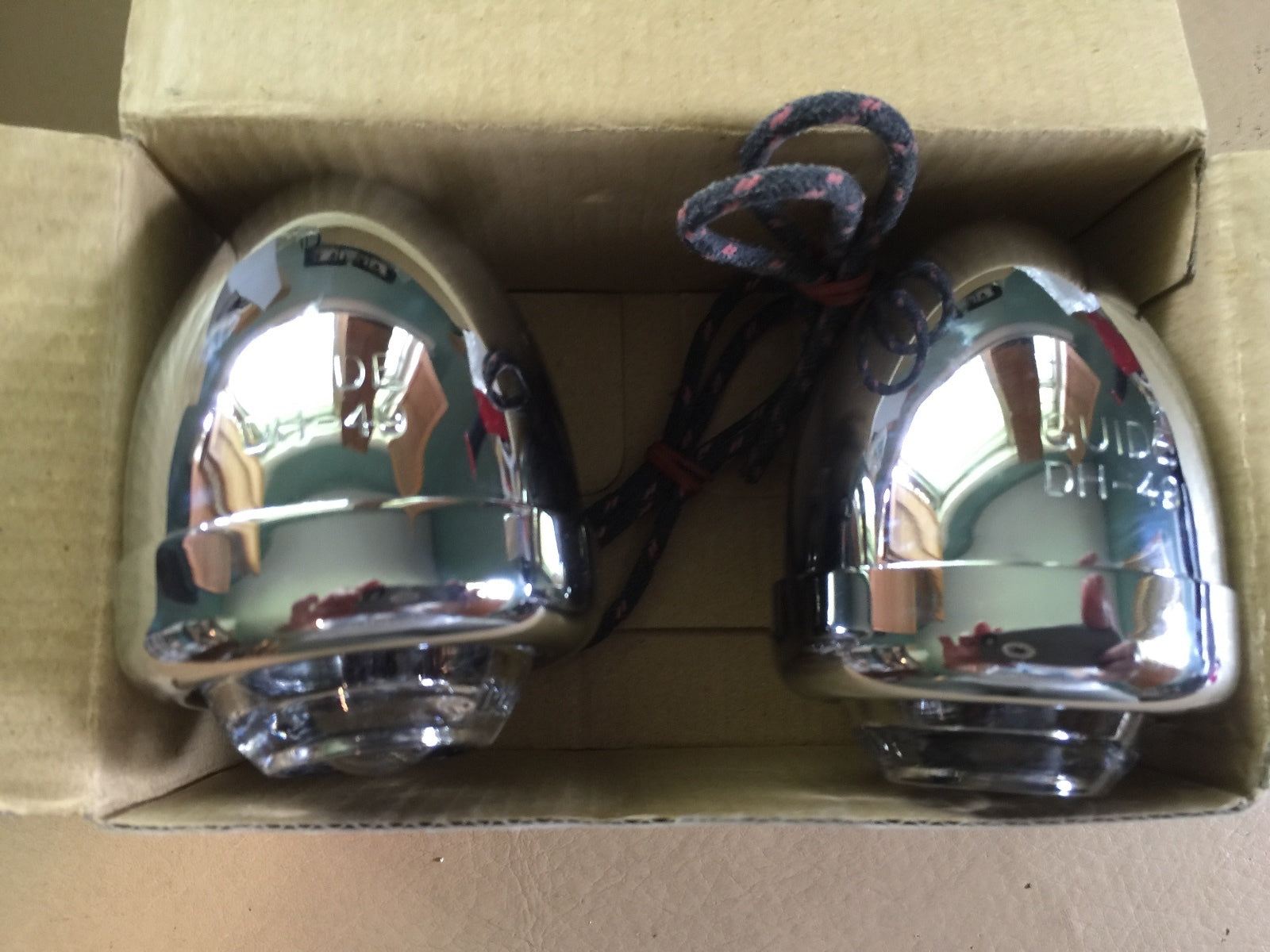 Harley Guide DH-49 Bullet Lamps Fish Eye 68552-58A W/ Clear Lenses & Bracket