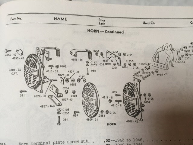 Harley Knucklehead UL WL Servi Horn Mount & Fender Lamp Terminal Kit  1945-57