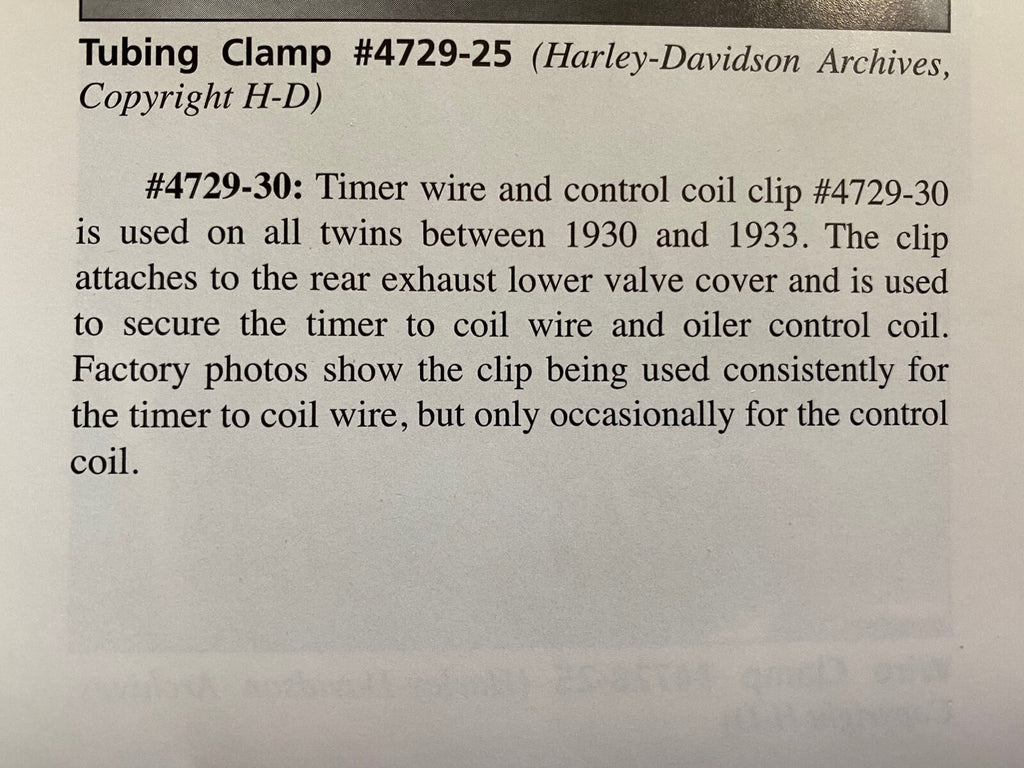 Harley VL RL DL Servicar Oiler Control Cable Timer Wire Clip 1930-33 OEM 4729-30