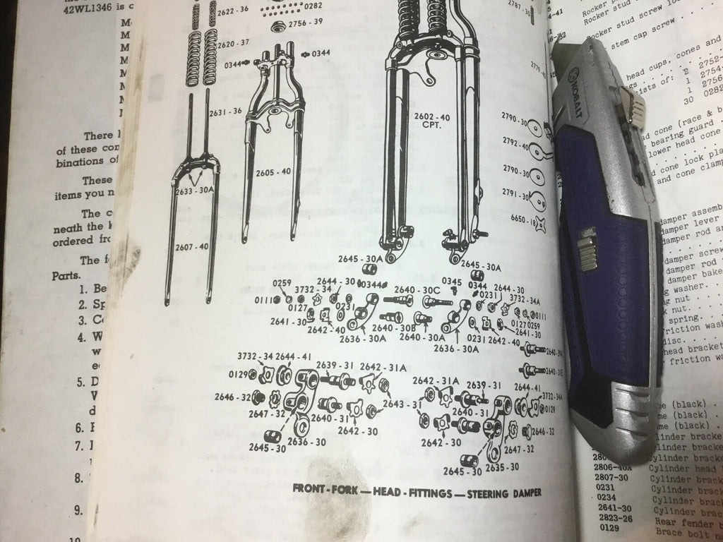 Harley 2636-30A WL DL RL WLA Servicar Springer Fork Rockers 1930-52 European 