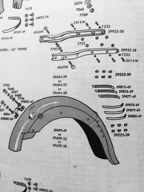 Harley Panhead 1958 Only FL FLH Duo-Glide Cad Plated Rear Fender Mounting Kit