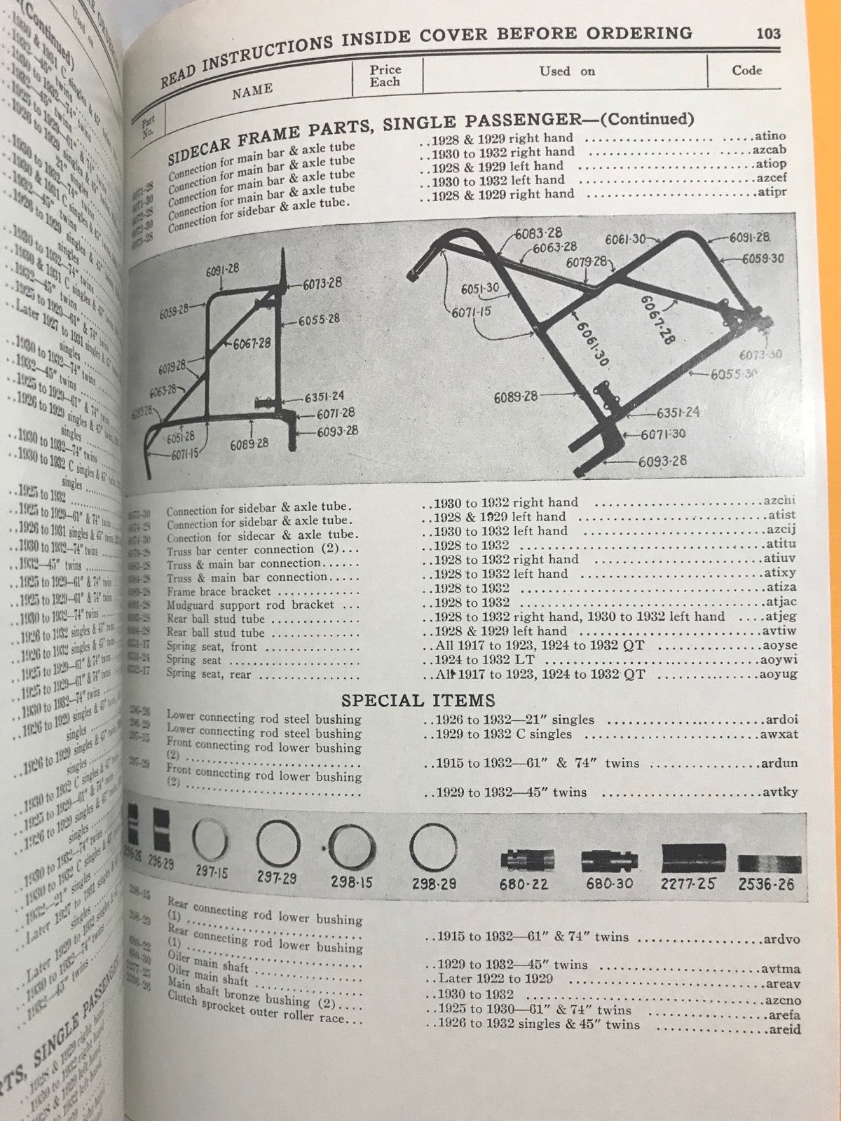 Harley Parts Manual Catalog Book 1928 to 1932 JD DL RL VL Single Servicar