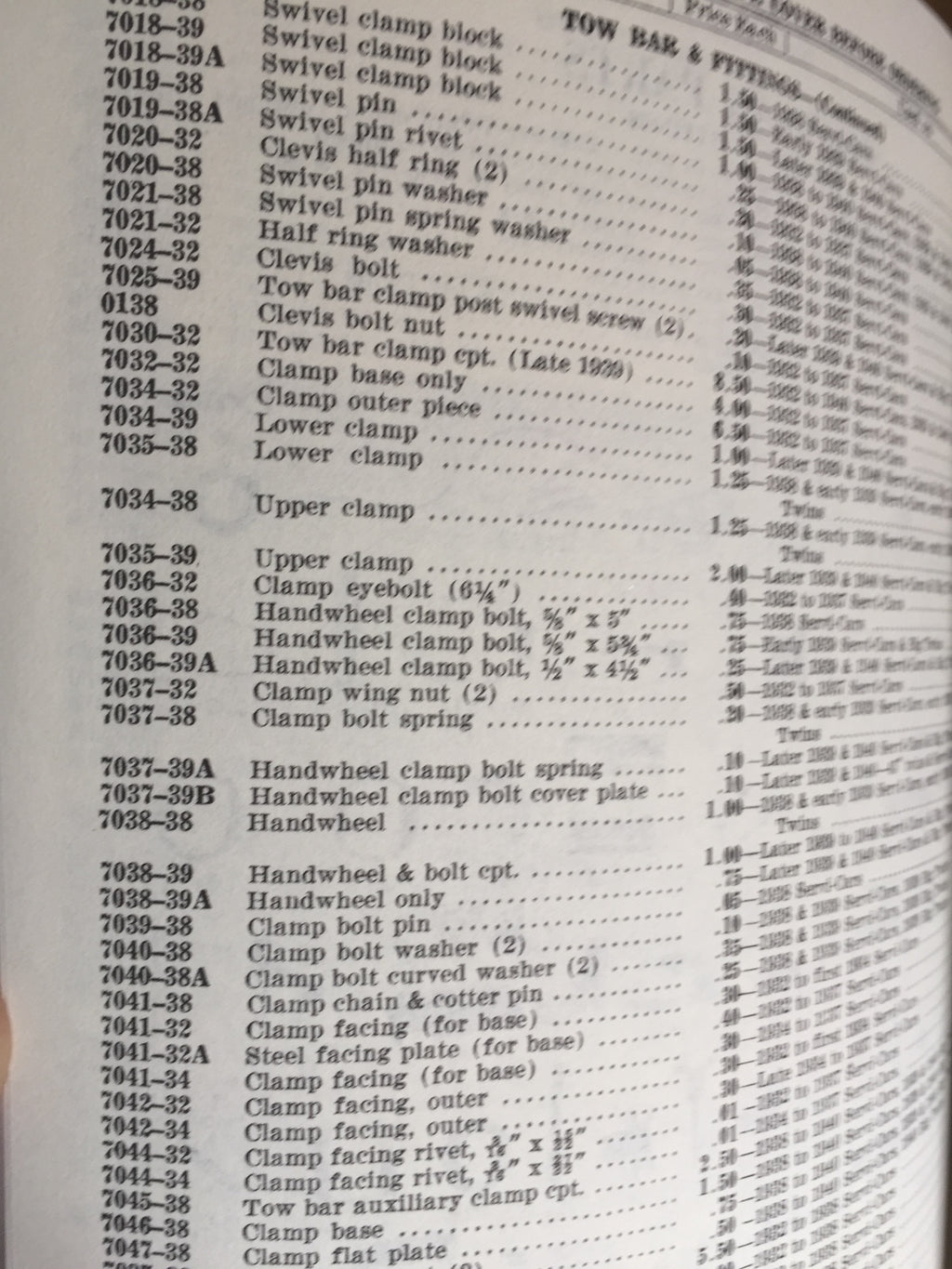 Harley Parts Manual Catalog Book 1930 to 1940 VL D R Knucklehead UL Side Car 