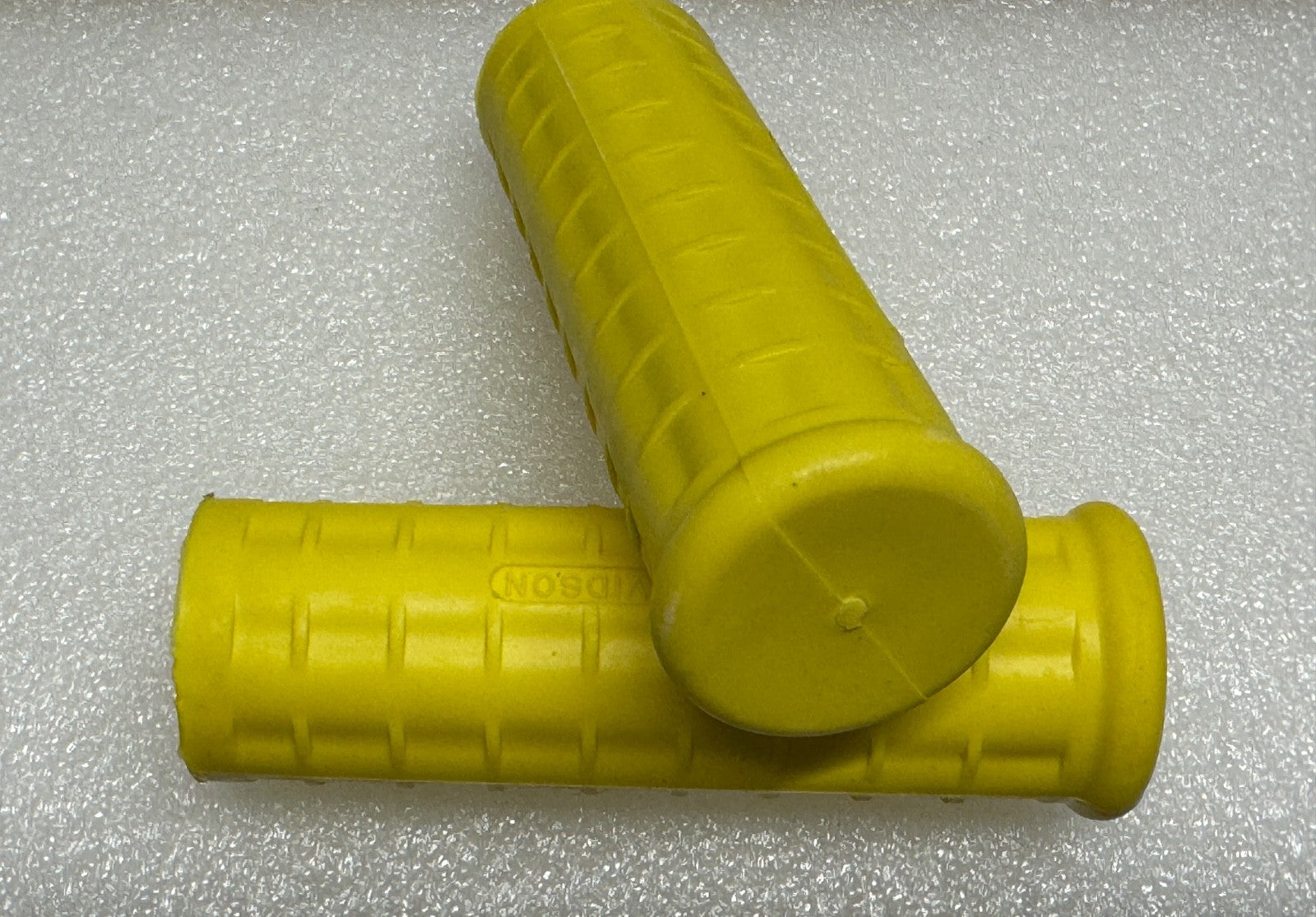 Harley 56210-47 Panhead Hummer Waffle Grips Closed End Yellow w/ Logo 1948-53