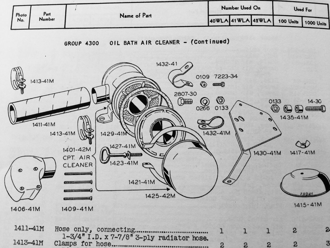 Harley WLA WLC Oil Bath Air Cleaner Mount Hardware Kit 41-42 WWII OEM# 1408-41M