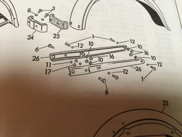 Harley K-Model Sportster 52-58 Cad Plated Rear Fender Mounting Kit Mount KH K 