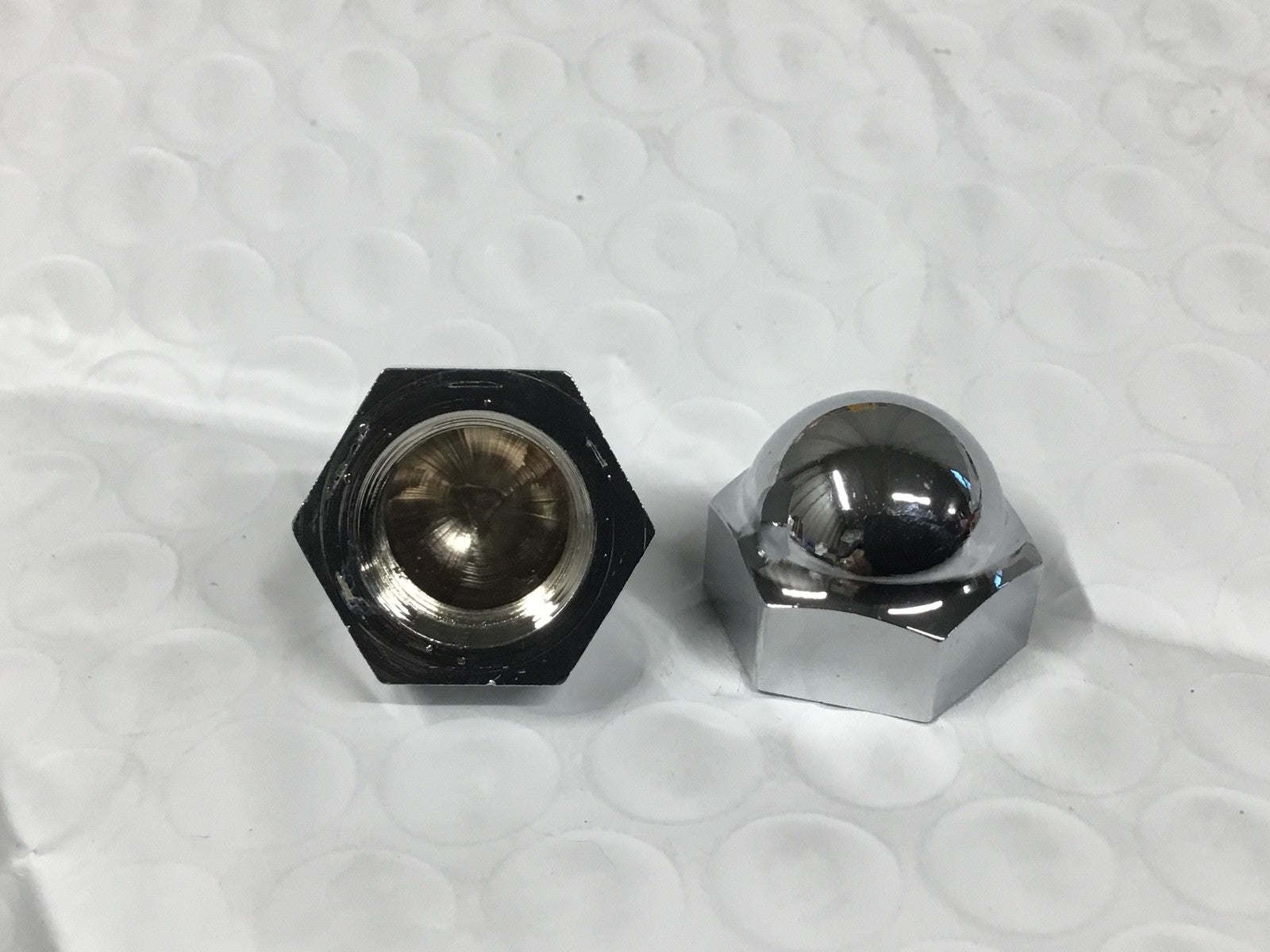 Harley Knucklehead Spring Fork Retainers & 2 Piece Acorn Nuts 39-57 #2634-36 CHR