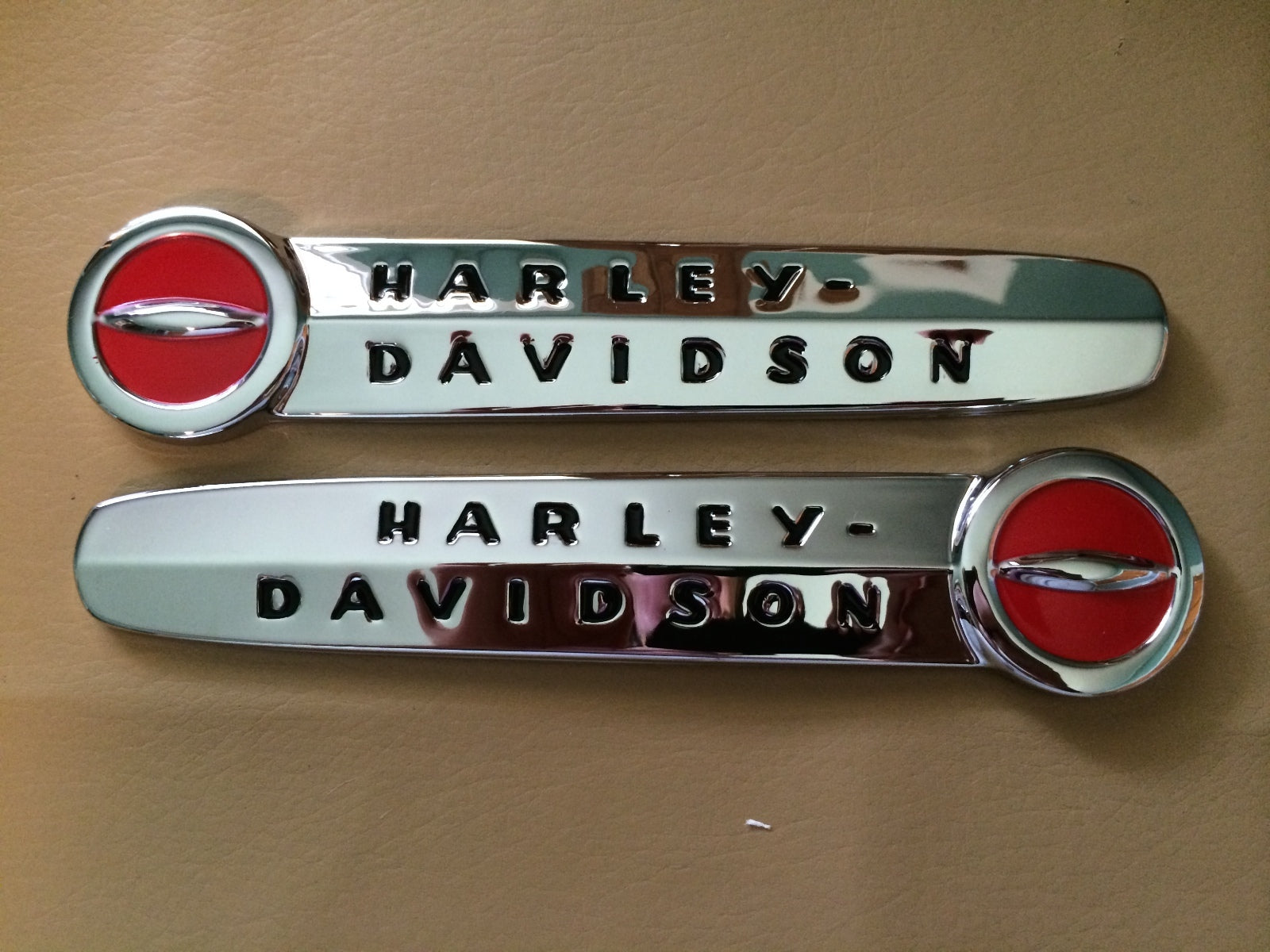 Harley OEM Knucklehead Panhead  47-50 Gas Tank Emblem Adhesive Mounts & Screws