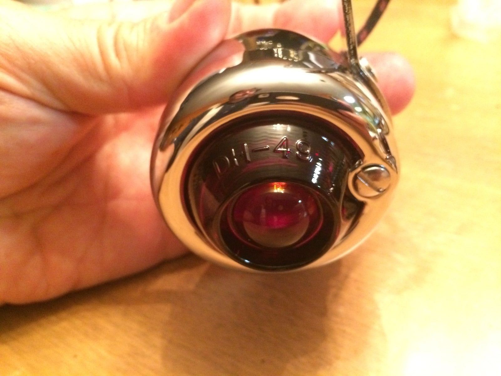 Harley Guide DH-49 Bullet Lamps Fish Eye 68552-58A W/ Red Lenses & Bracket