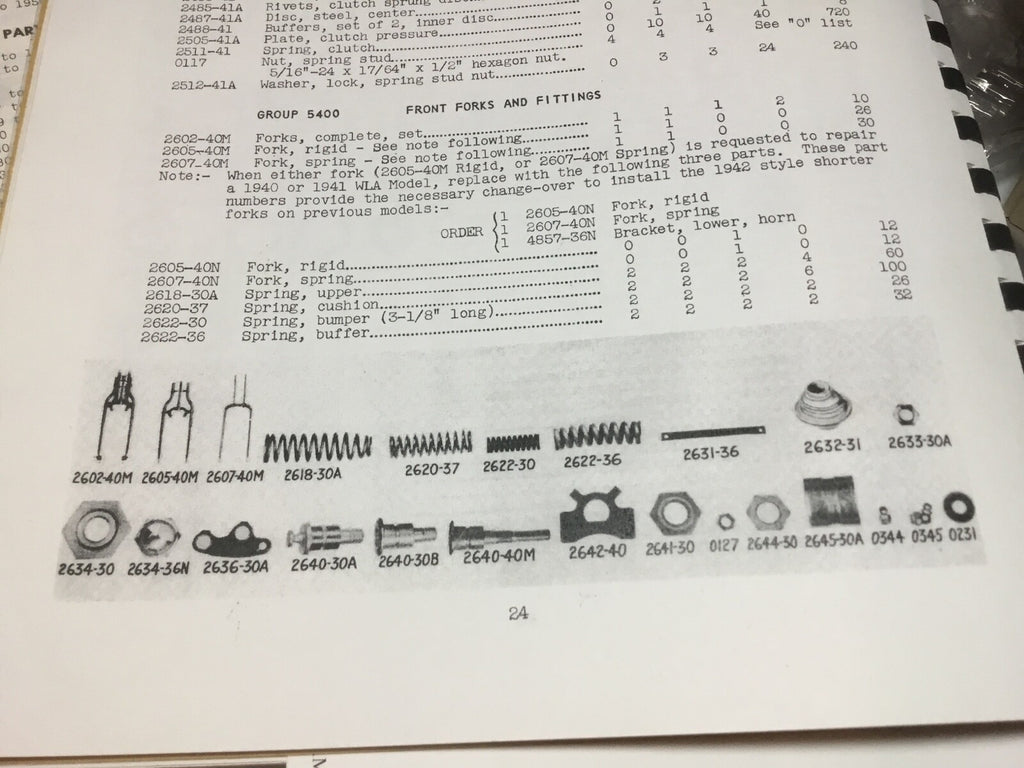 Harley 2636-30A WL DL RL WLA Servicar Springer Fork Rockers 1930-52 European 
