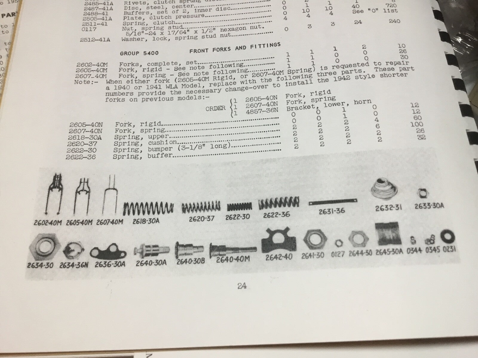 Harley 2636-30A WL DL RL WLA Servicar Springer Fork Rockers 1930-52 European 