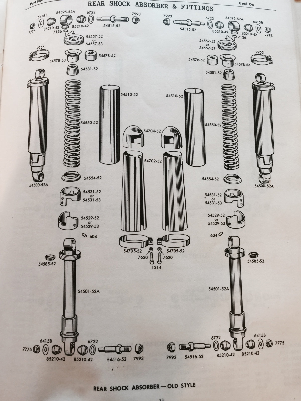 Harley Rear Shock Covers Panhead K-Model Sportster OEM# 54704-52 1952-1964