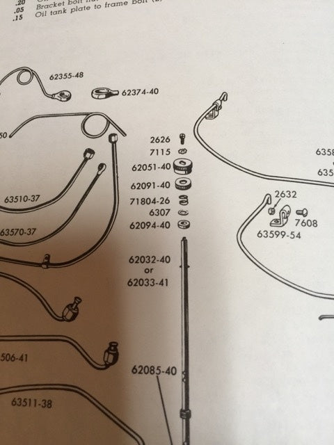 Harley 62051-40 Fuel Gas Shut Off Knob Kit 40-65 Knucklehead WLA WLC Parkerized