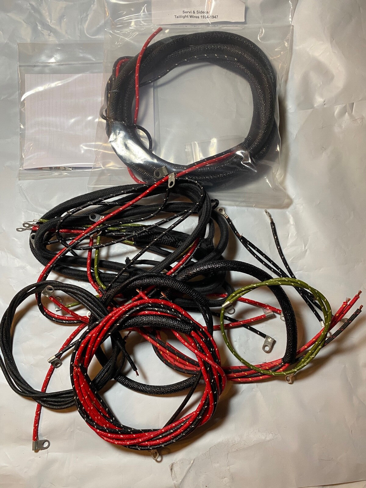 Harley 4735-38A Complete 1938-46 Servicar Wiring Harness Kit W/ Tail Lamp Wires 