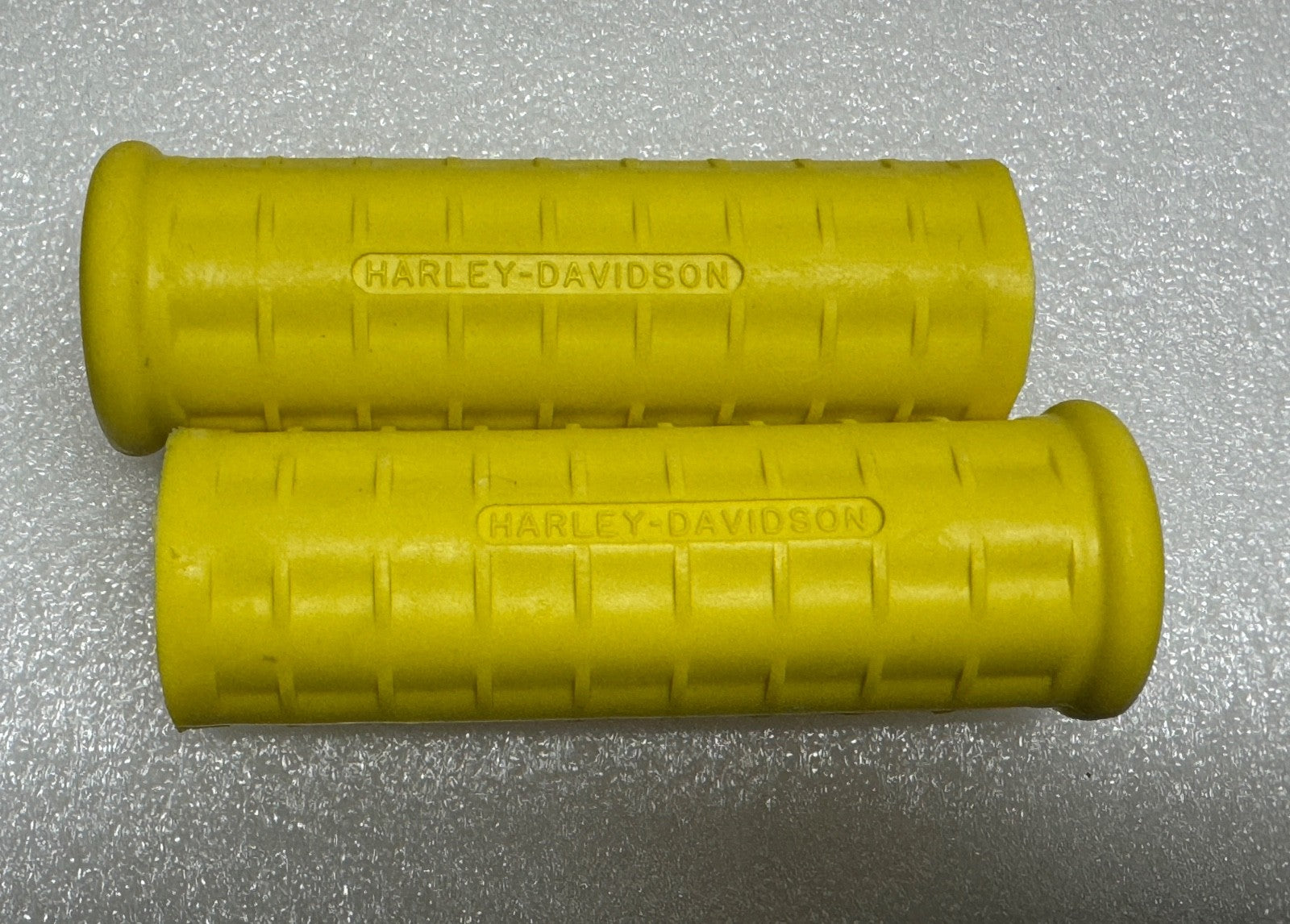 Harley 56203-54 Panhead Hummer Waffle Grips Open End Yellow w/ Logo 1954-61