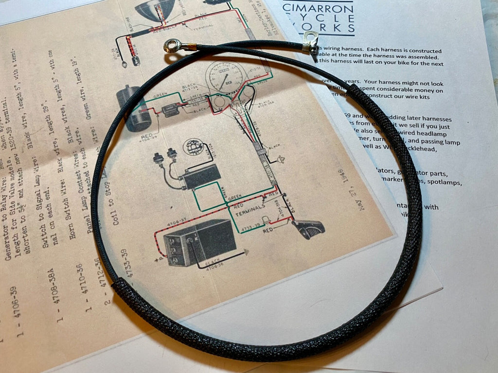 Harley 1946-47 Knucklehead UL WL Circuit Breaker Timer To Coil Wire 1613-30B