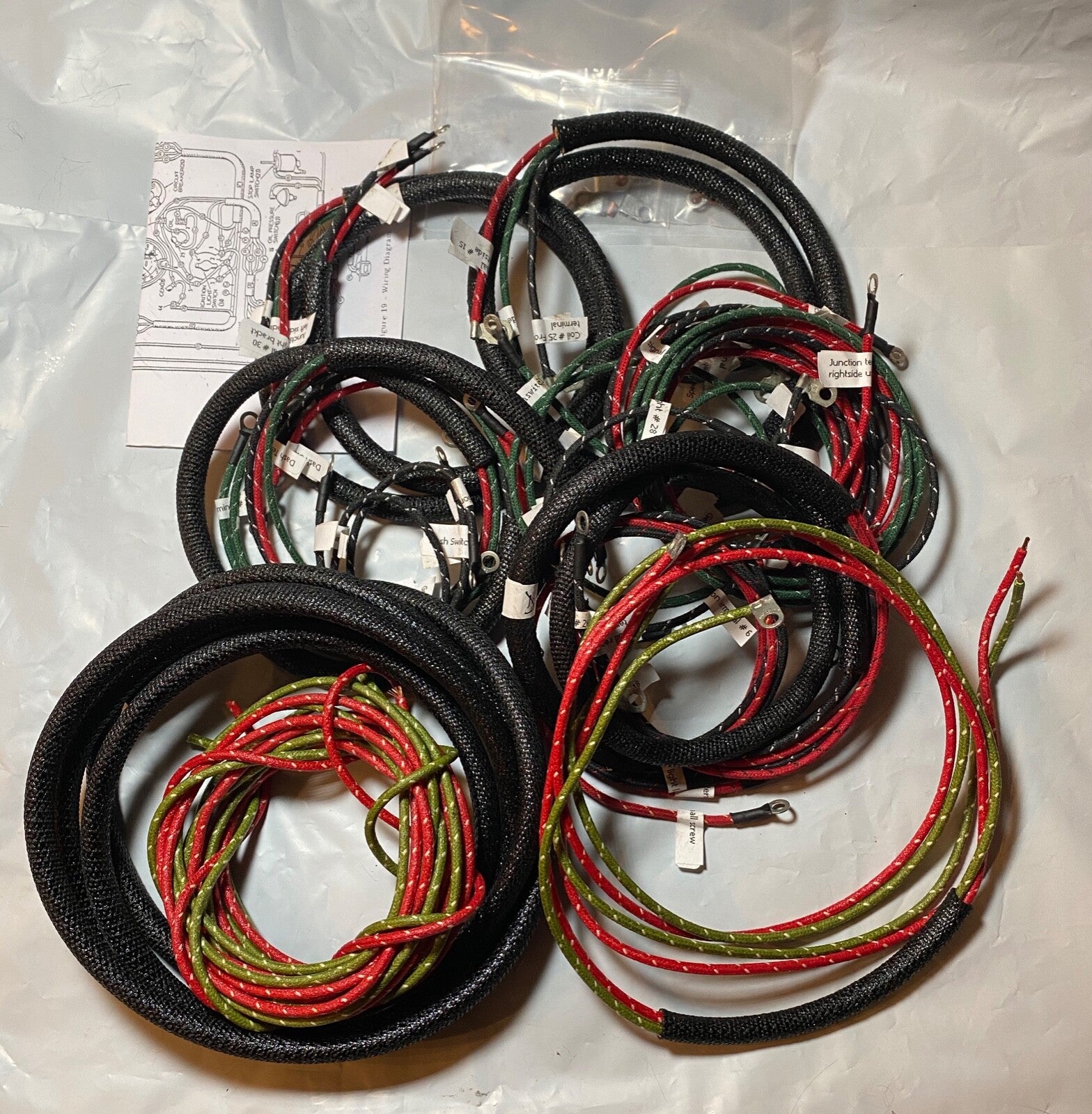 Harley 4735-47 Complete 1947 Servicar Wiring Harness Kit W/ Tail Lamp Wires USA
