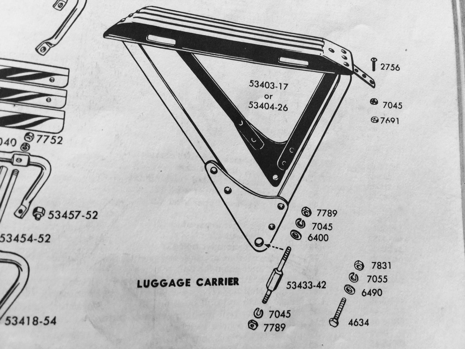 Harley WL WLA WLC Luggage Rack Mount Kit Parkerized 42-52 OEM# 2820-42