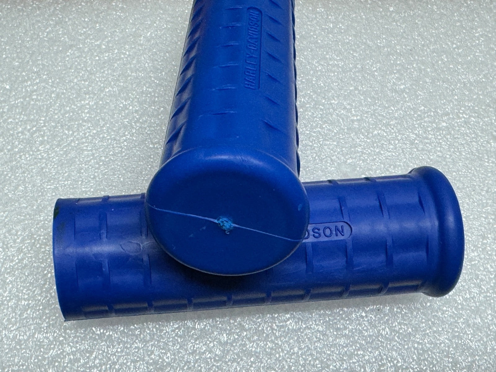 Harley 56210-47 Panhead Hummer Waffle Grips Closed End Blue w/ Logo 1948-53