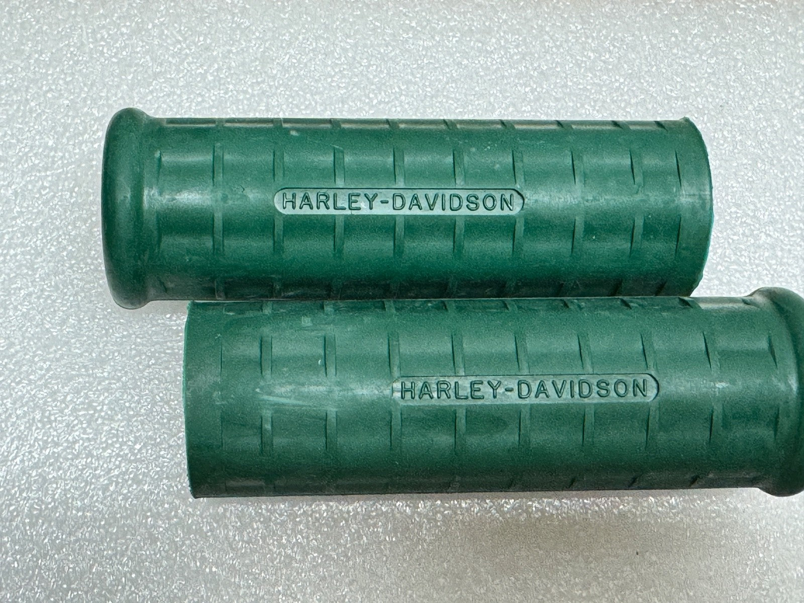 Harley 56212-53 Panhead Sportster Waffle Grips Open End Green w/ Logo 1954-61